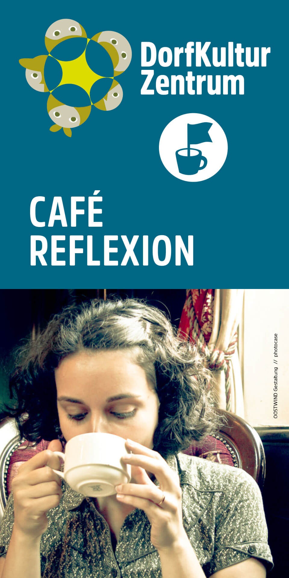 Postkarte Café Reflexion
